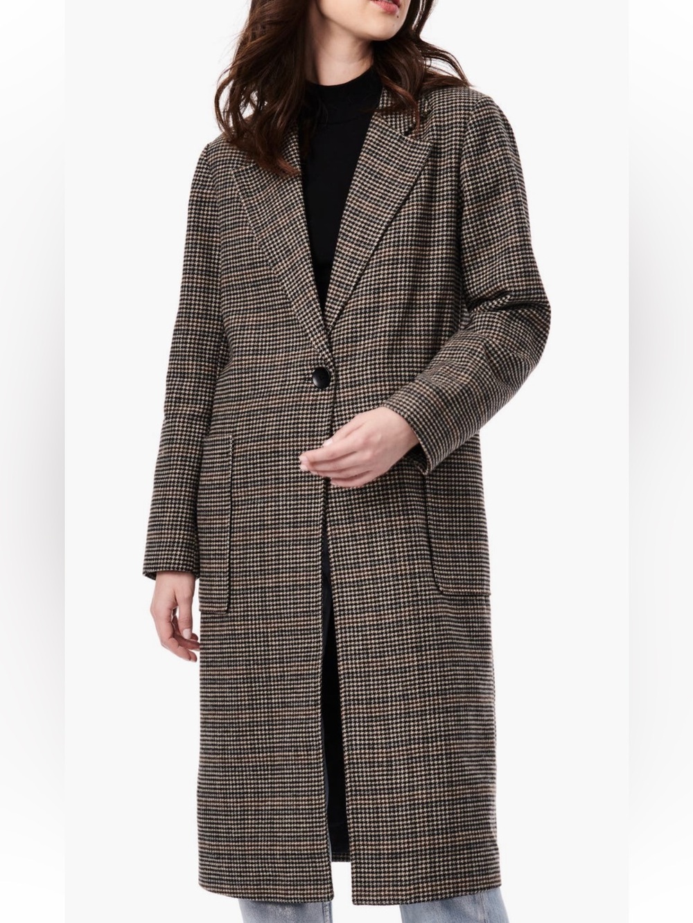 Bernardo microhoundstooth wool duster coat